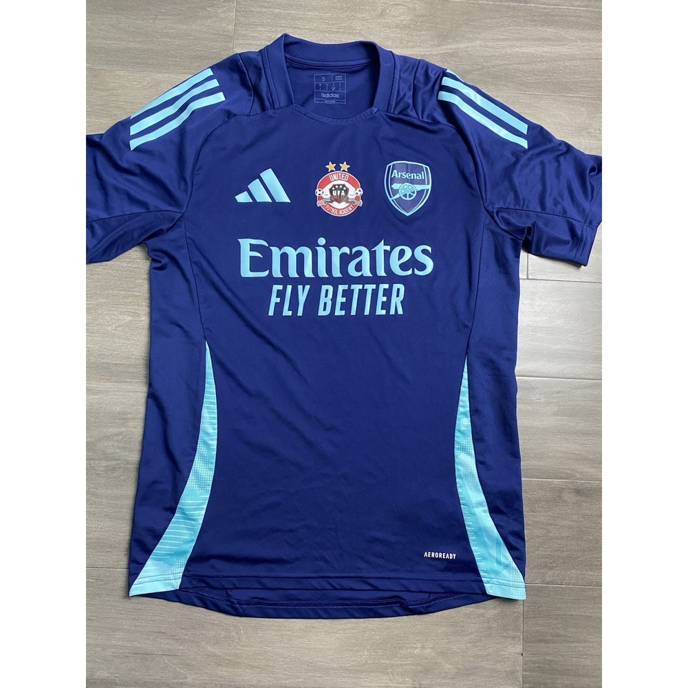 ARSENAL 2024 TRAINING FOOTBALL SHIRT BLUE SIZE MEN'S Small JERSEY Logo
